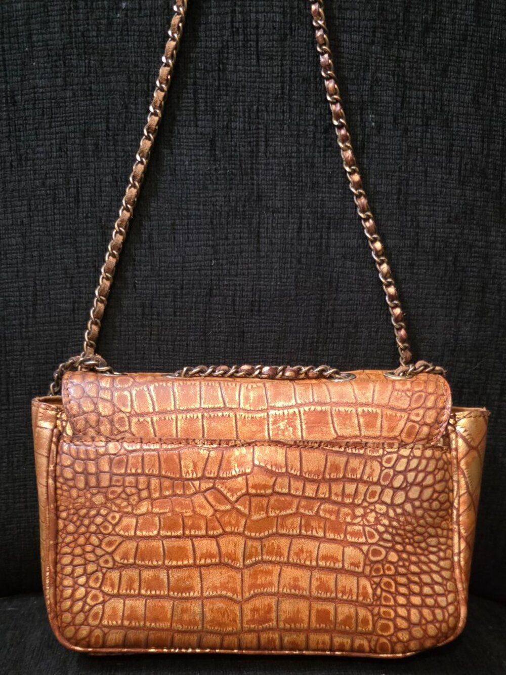 Patricia Nash Lorenza Metallic Gold Tan Brown Leather Bag - Picture 4 of 8